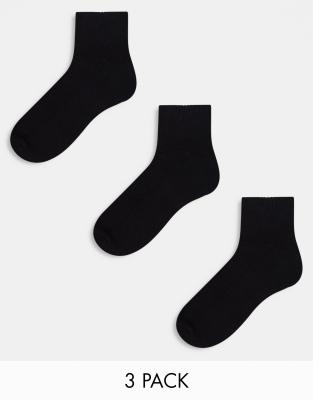 ASOS DESIGN - 3er-Pack Sportsocken in Schwarz mit Frottee-Sohle und stützendem Fußbett