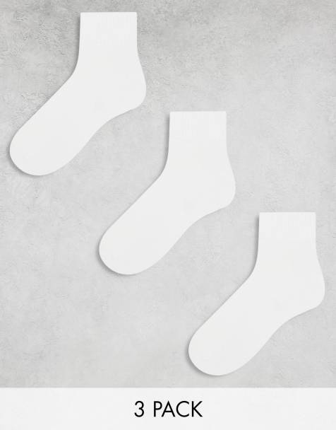 ASOS DESIGN – 3er-Pack Sportsocken in Weiß mit Frottee-Sohle und stützendem Fußbett - view 1