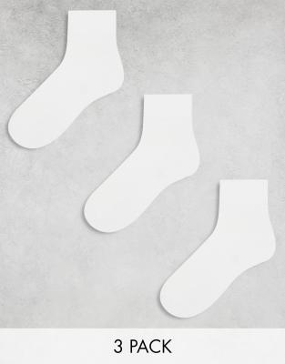 ASOS DESIGN - 3er-Pack Sportsocken in Weiß mit Frottee-Sohle und stützendem Fußbett