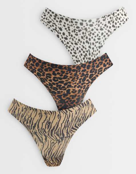 ASOS DESIGN 3er-Pack Strings mit Animal-Print ohne sichtbare Naht - view 1