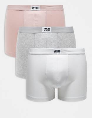 ASOS DESIGN – 3er-Pack Unterhosen in Blau mit gewebtem Aufnäher - view 1
