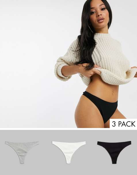 ASOS DESIGN – 3er-Set gerippte Tangas