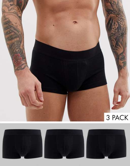 ASOS DESIGN – 3er-Set kurze Slips aus Bio-Baumwolle in Schwarz, Rabatt