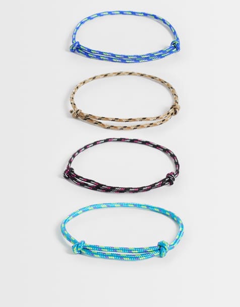 ASOS DESIGN 4-pack armband med rep- och snördragare i flerfärgat - view 1