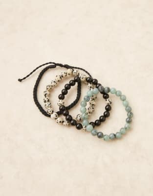 Asos Design 4 Pack Beaded And Cord Bracelets