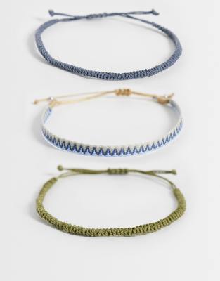Asos Design 4-pack Braided And Woven Rope Puller Bracelets In Multi