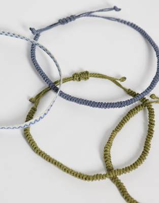 Asos Design 4-pack Braided And Woven Rope Puller Bracelets In Multi
