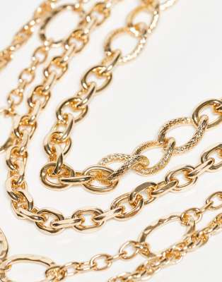 Asos Design 4-pack Chain Necklaces With Mixed Chain Details In Gold