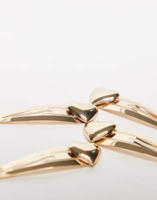 Asos Design 4-pack Clips With Heart Detail