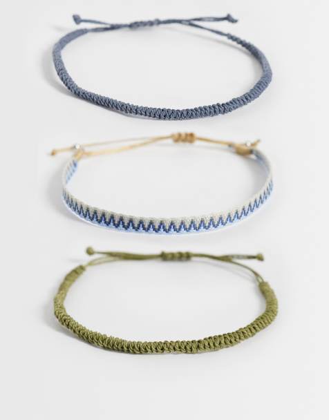 ASOS DESIGN 4-pack flätat och vävt armband med repdetalj i flerfärg - view 1