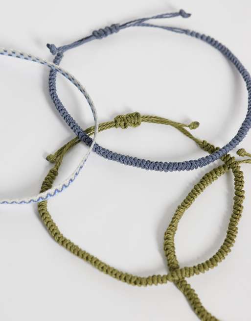 ASOS DESIGN 4-pack flätat och vävt armband med repdetalj i flerfärg, 2 av 3