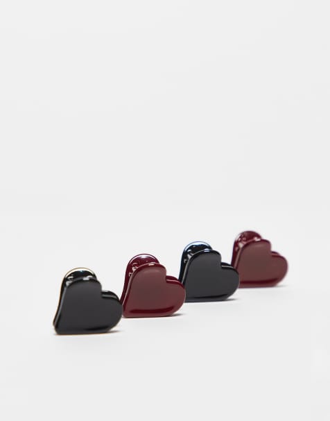 ASOS DESIGN 4-pack hair claws with heart design in multi - view 1