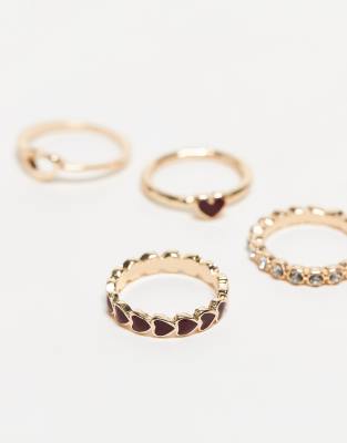 Asos Design 4-pack Heart Rings