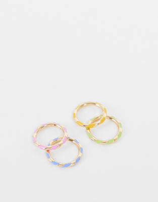 Asos Design 4-pack Rings In Twist Color Design-gold