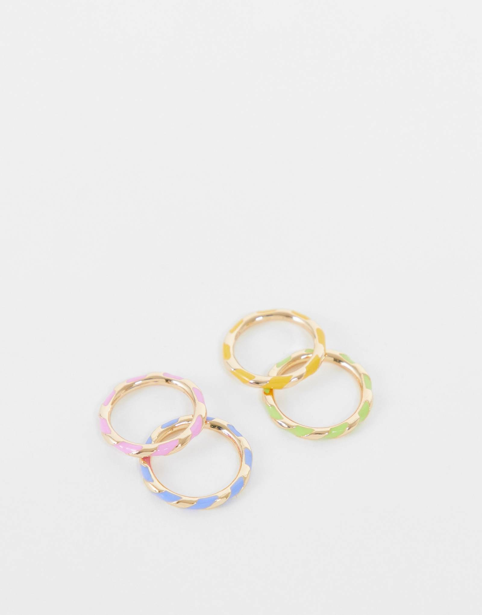 Кольца ASOS DESIGN из 4-х упаковок в цветовом исполнении twist