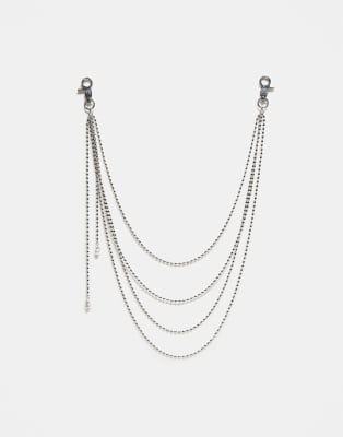 ASOS DESIGN ASOS DESIGN 4 row draped ball jeans chain with pearl details in silver