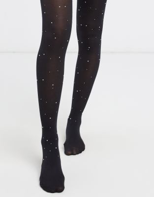 Diamante Tights In Black