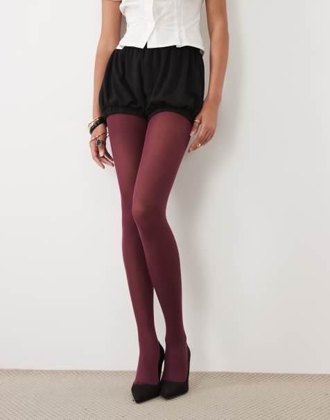ASOS DESIGN 40 DEN Strumpfhose in Burgunderrot - view 1