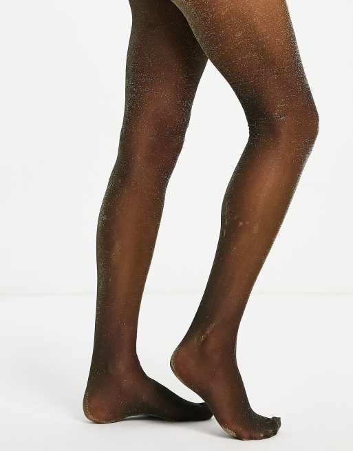 ASOS DESIGN 40 denier glitter tights in gold