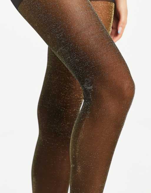 ASOS Curve ASOS DESIGN Curve 40 denier glitter tights in gold