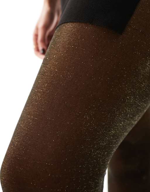 ASOS DESIGN 40 Denier Glitter Tights in sheer gold