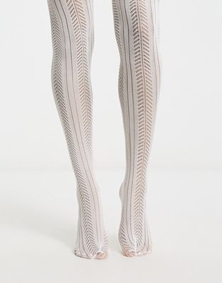 ASOS DESIGN 40 denier knitted look tights in white | ASOS