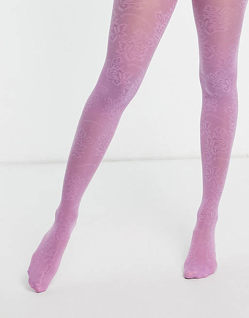 ASOS DESIGN 40 denier lace tights in lilac