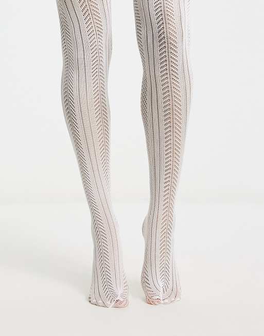 ASOS DESIGN - 40 denier panty met gebreide look in wit