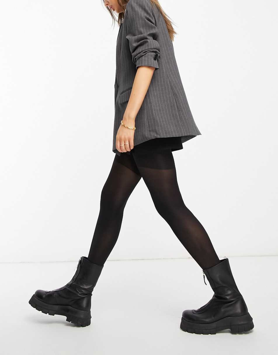 ASOS DESIGN 30 denier back seam 'love' tights in black