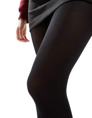 40 denier tights with butt tummy thigh support in black - BLACK