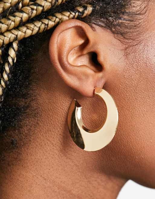 ASOS DESIGN 40mm bevelled hoop earrings in gold tone