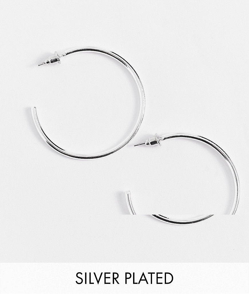 ASOS DESIGN 40mm hoop earrings in silver plate