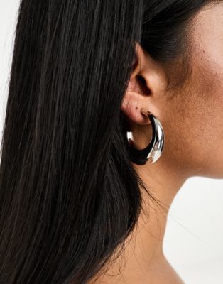 ASOS DESIGN 40mm hoop earrings with graduating design in silver tone  - ASOS Price Checker