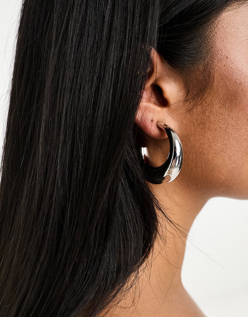 ASOS DESIGN 40mm hoop earrings with graduating design in silver tone
