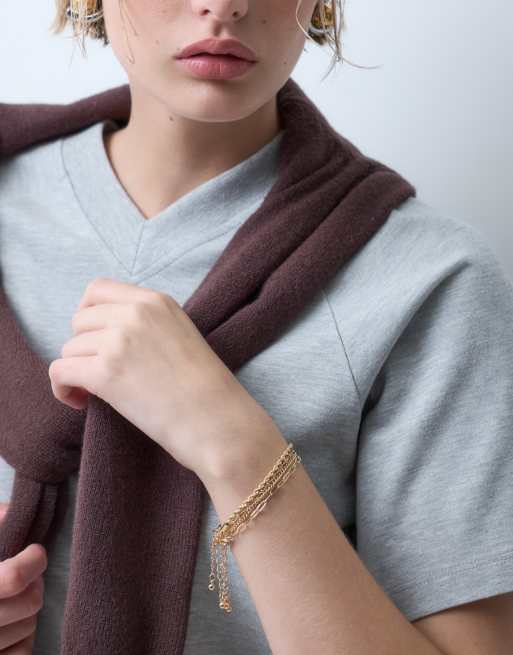 ASOS DESIGN – 4er-Pack feine goldfarbene Kettenarmbänder, 2 von 4