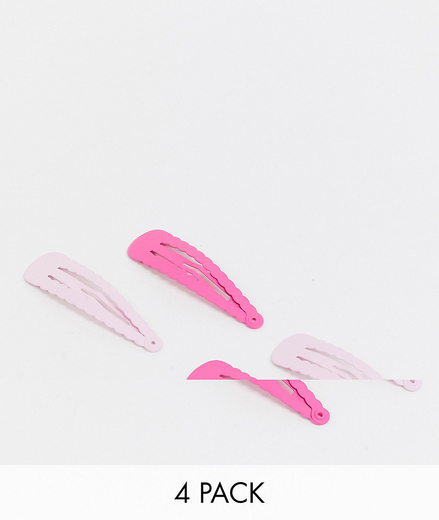 asos design -  – 4er-Pack Haarspangen in Babyrosa und Pink-Mehrfarbig