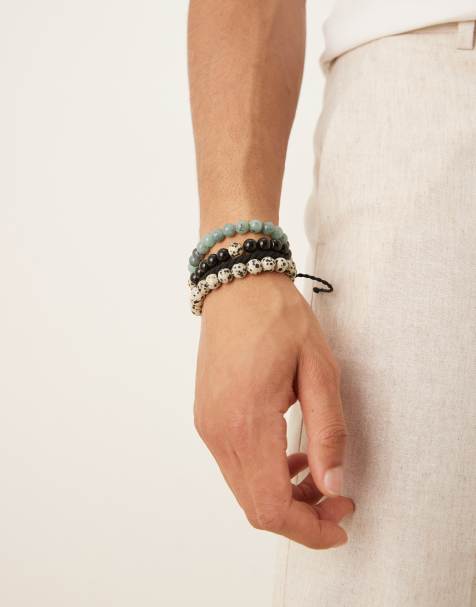ASOS DESIGN – 4er-Pack mehrfarbige Armbänder im Perlen- und Kordeldesign - view 1