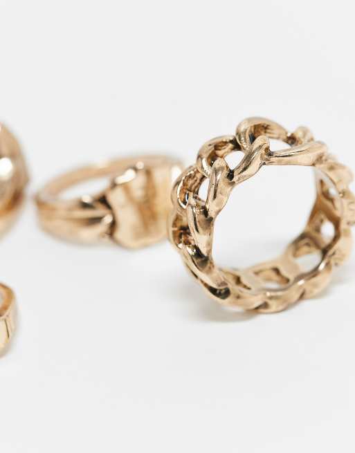 ASOS DESIGN – 4er-Pack Siegelringe in antiker Goldoptik, 2 von 3