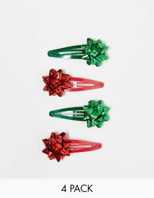 MELLIEX 12 Stück Weihnachts-Haarspangen Mit Glitter - Süße Clip-Sets Für Kinder & Erwachsene