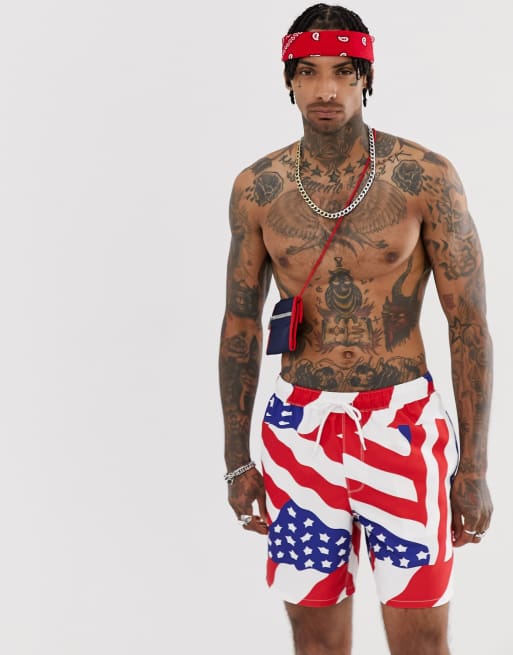 Mens 4th of july best sale swim trunks