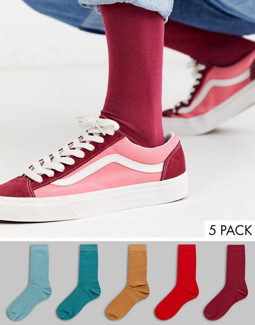 ASOS DESIGN 5 pack ankle sock block colour save