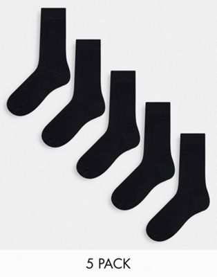 ASOS DESIGN 5 pack ankle sock in black save