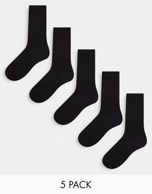 ASOS DESIGN 5 pack ankle sock in black