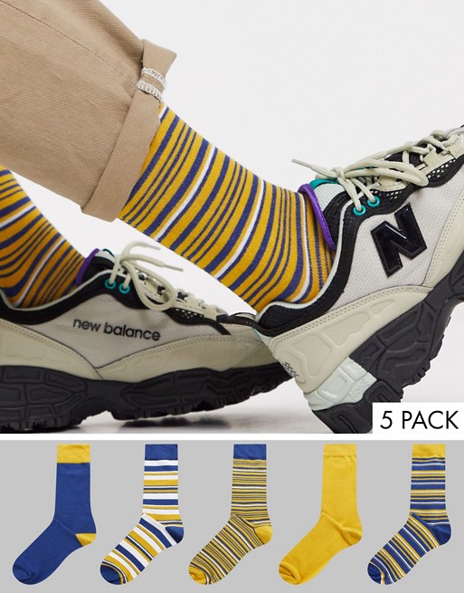 ASOS DESIGN 5 pack ankle sock in stripe design