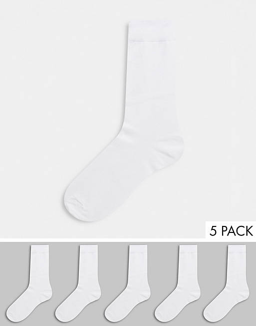 ASOS DESIGN 5 pack ankle sock in white save