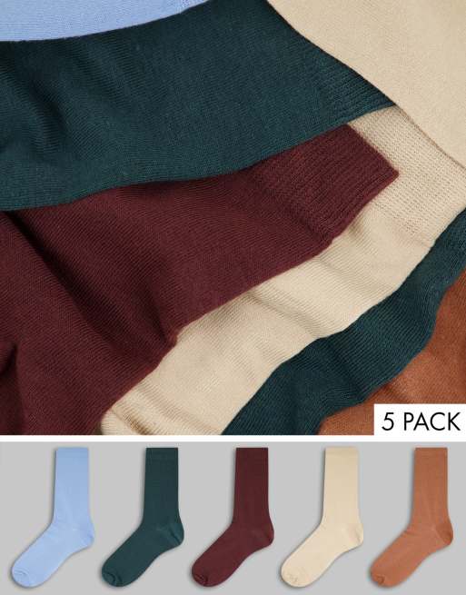 ASOS DESIGN 5 pack ankle socks in autumnal tones