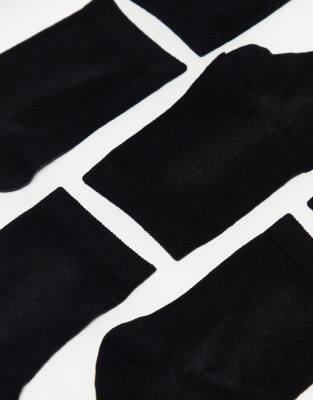 Asos Design 5 Pack Terry Sole Ankle Socks In Black In Black