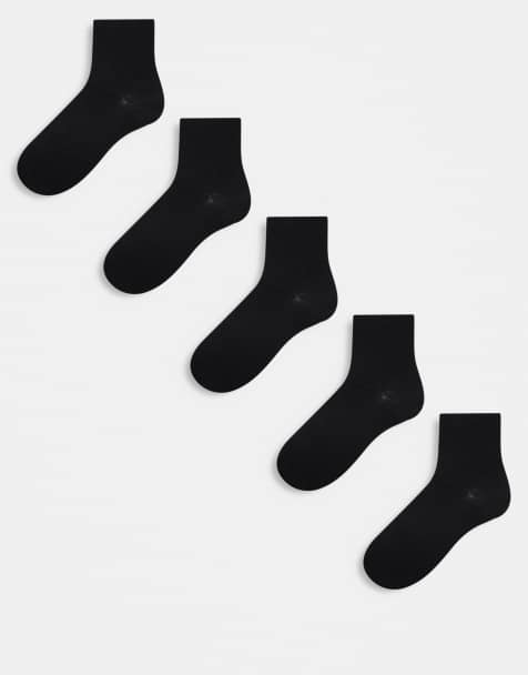 ASOS DESIGN 5 pack ankle socks in black - view 1