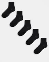ASOS DESIGN 5-pack ankle socks in black