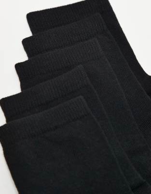 Asos Design 5 Pack Terry Sole Ankle Socks In Black In Black